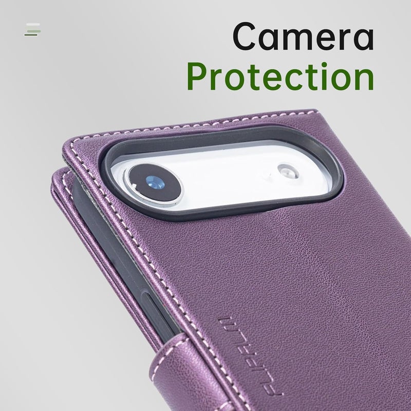 FLIPALM Wallet Case for iPhone 17 Air with Credit Card Holder,PU Leather Folio Flip Kickstand Protective Shockproof Cover for Apple 17 Air Phone Case (Purple, for iPhone 17 Air - 6.5'') - Image 5